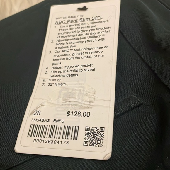 Lululemon ABC Pant Slim 32" *Utilitech
Rainforest Green size 28 NWT - Picture 8 of 8